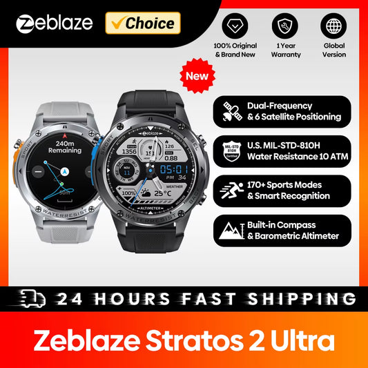 New Stratos 2 Ultra GPS Smart Watch Built-In Compass Barometric Altimeter Dual-Band GNSS Voice Calling Smartwatch 10 ATM