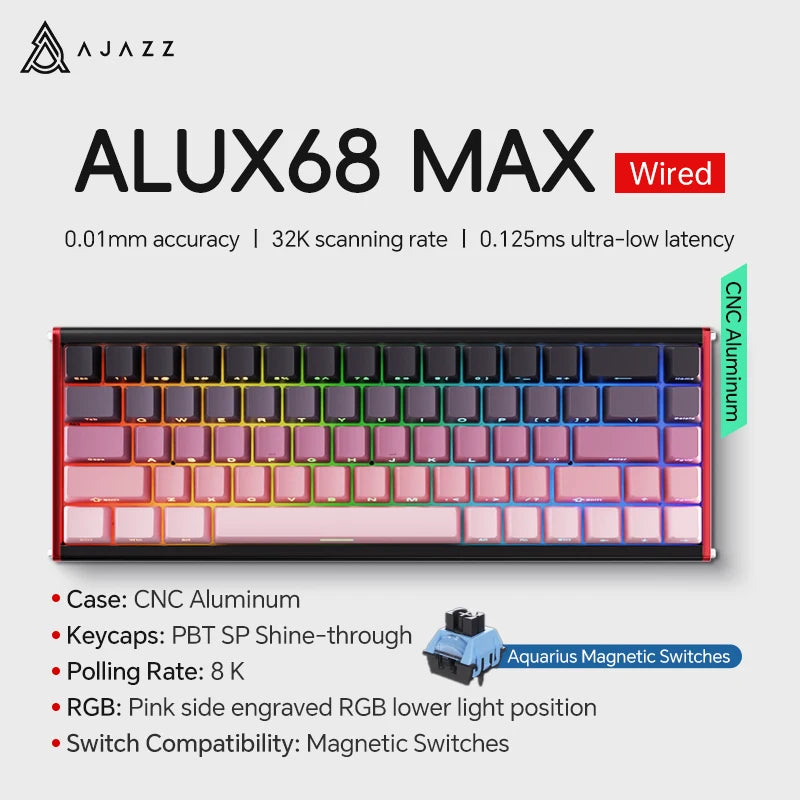 AK680 MAX Magnetic Switch Mechanical Keyboard 60% Rapid Trigger 0.01Mm 8K/1K Return 68 Keys Wired/Wireless Gaming Keybaord