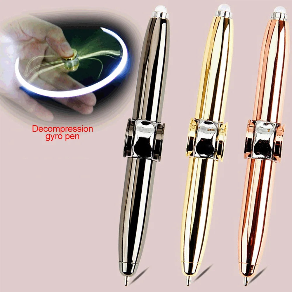 Fidget Spinner Pen with LED Light to Help ADHD Stress Reducer Thinking Ballpoint Pen Gift Pen anti Stress Anxiety Infinity with Gift Box