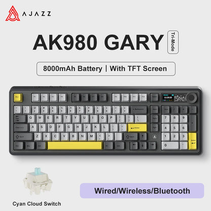 AK980 Gaming Mechanical Keyboard Three Mode Wireless Bluetooth Wired Hot Swap PBT Gasket RGB for PC Laptop Gamer 99 Keys