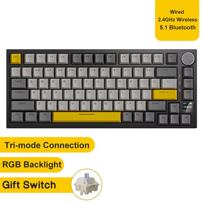 Ak820/Ak820Pro Gaming Mechanical Keyboard Bluetooth 5.1/Wireless/C-Wired Customized Keyboard with Knob Hot Swapping Gasket