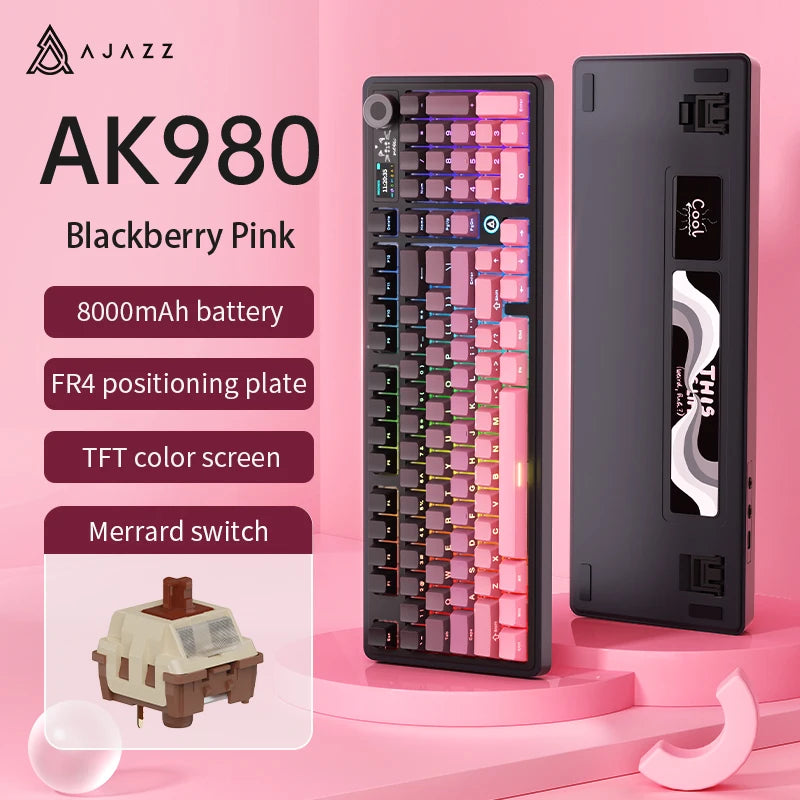 AK980 Gaming Mechanical Keyboard Three Mode Wireless Bluetooth Wired Hot Swap PBT Gasket RGB for PC Laptop Gamer 99 Keys