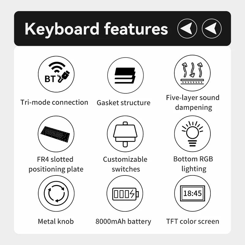 AK980 Gaming Mechanical Keyboard Three Mode Wireless Bluetooth Wired Hot Swap PBT Gasket RGB for PC Laptop Gamer 99 Keys