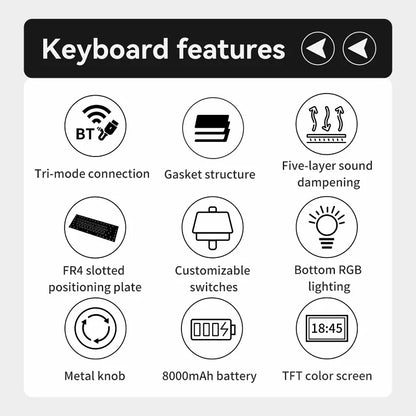 AK980 Gaming Mechanical Keyboard Three Mode Wireless Bluetooth Wired Hot Swap PBT Gasket RGB for PC Laptop Gamer 99 Keys