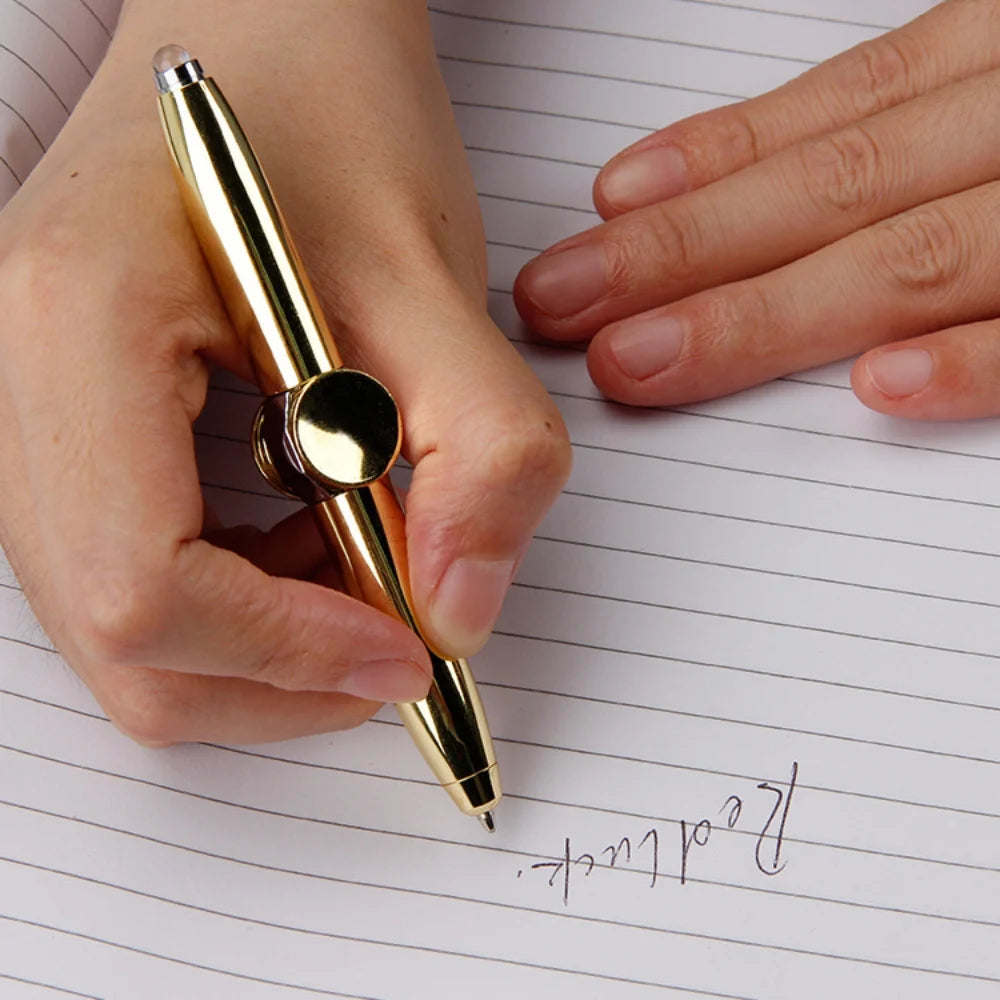 Fidget Spinner Pen with LED Light to Help ADHD Stress Reducer Thinking Ballpoint Pen Gift Pen anti Stress Anxiety Infinity with Gift Box